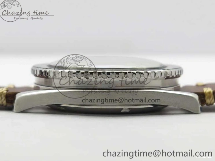 0115 Vintage Seamaster 300 Date T SS B12 Black Dial On Brown Leather Strap A2836 (Free Nylon Strap) WeatherProof 7911